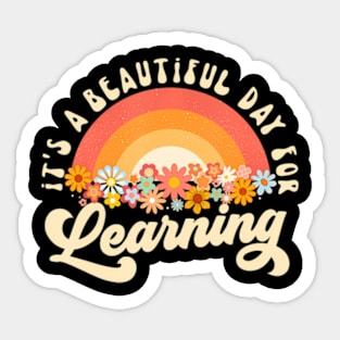 Its A Beautiful Day For Learning Groovy Womens Teacher Sticker